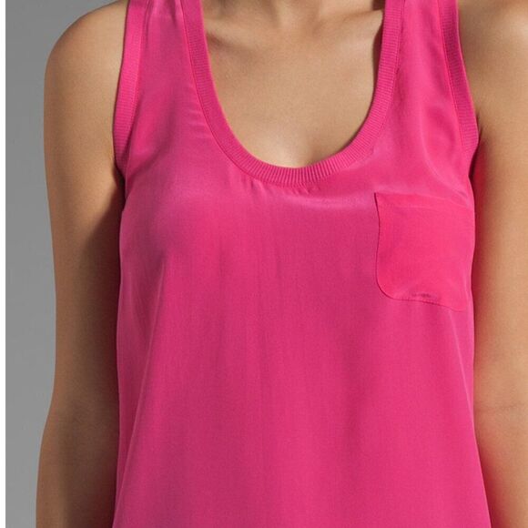 NWT Joie Alicia Silk Tank Top S Pink Fuchsia RacerBack Office Layering Blouse - Picture 3 of 7